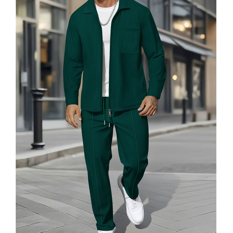Casual Long Sleeve Jacket & Pants Set