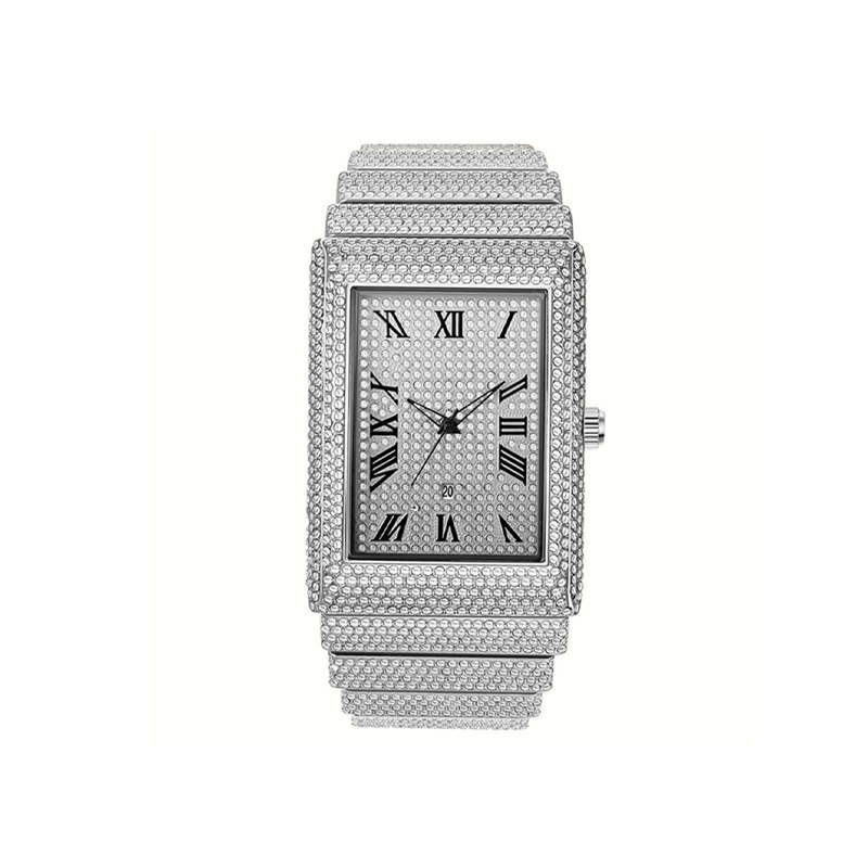 🔥Limited-time offer-Iced-Out Rectangular Face Watch