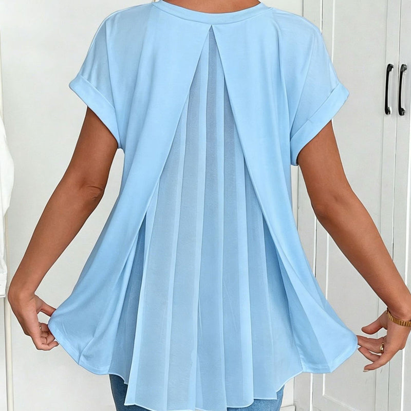 🔥Limited-time offer-Flowy Short Sleeve Top with Inverted Pleat Back