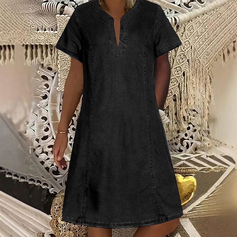 ⏳Time-Limited Special⏰Women's Short Sleeve V-Neck Denim Dress