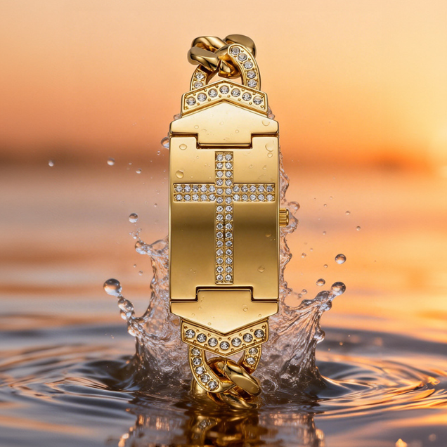 ⌚ 50% OFF NOW!💎 Elegant Crystal Cross Watch – Geometric Rectangular Dial & Premium Metal Band ✨