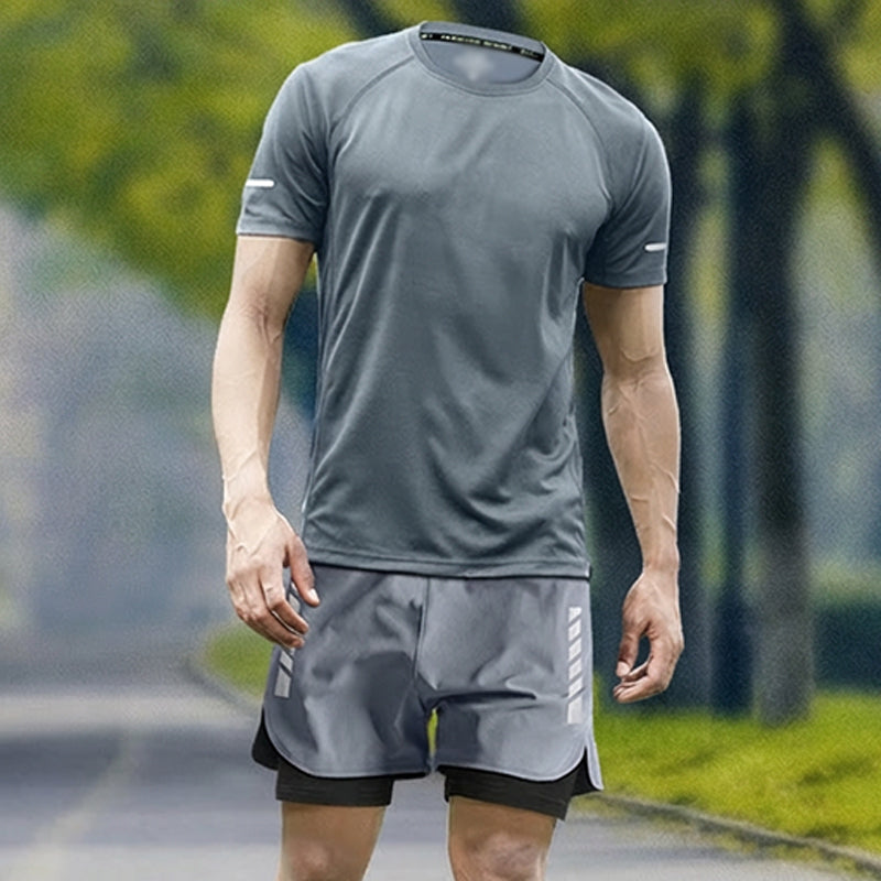 💥New Arrivals & Special Offers-Men's Cooling Short-Sleeve Shirt and Shorts Sports Set