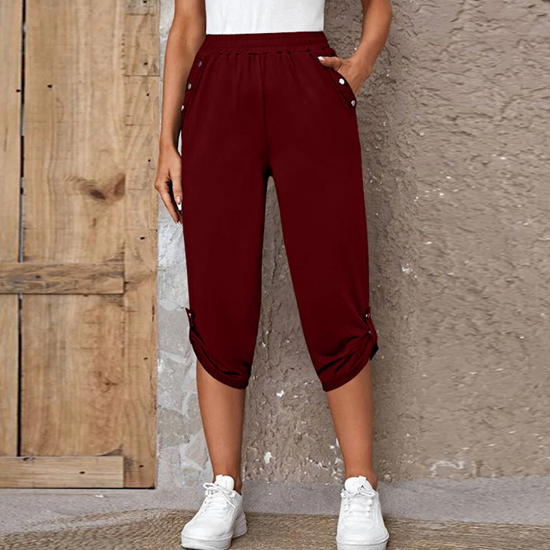 🔥Limited-time offer-Women's Casual Elastic Waist Capri Pants