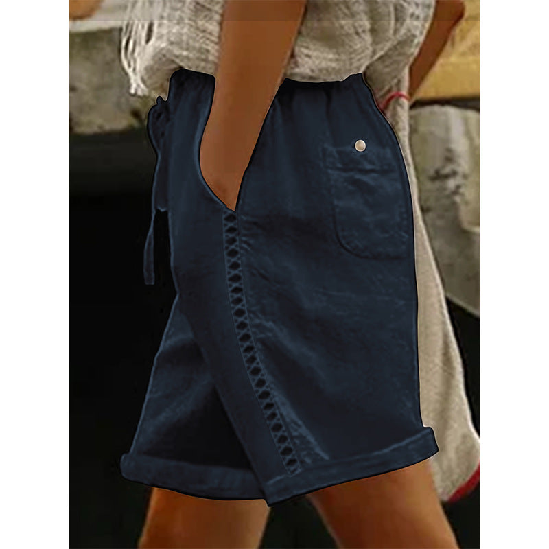 🔥Limited-time offer-Women's Casual Drawstring Shorts with Lace Detail