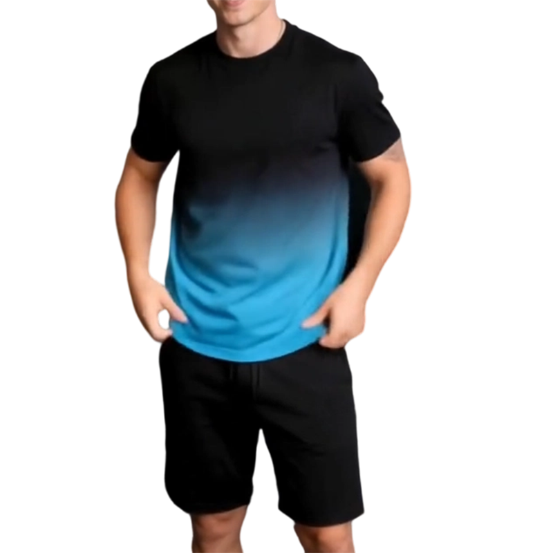 🔥Limited-time offer-Men's Gradient Print Shirt and Shorts Set