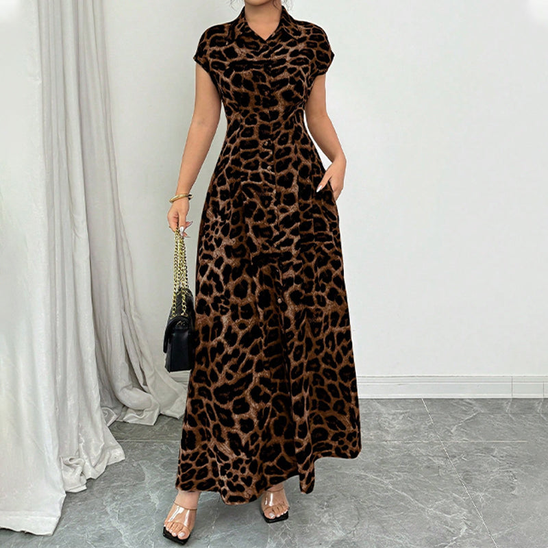 ⏳Limited-time 50% off⏰Women's Elegant Leopard Print Lapel Dress🐆👗