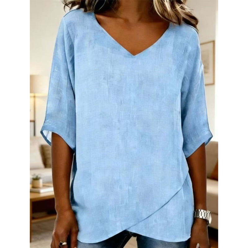 👚 50% OFF NOW! 🌸 Women's Breathable Casual V-Neck Top – Soft cotton & lightweight – Perfect for summer, layering or casual days✨🌿