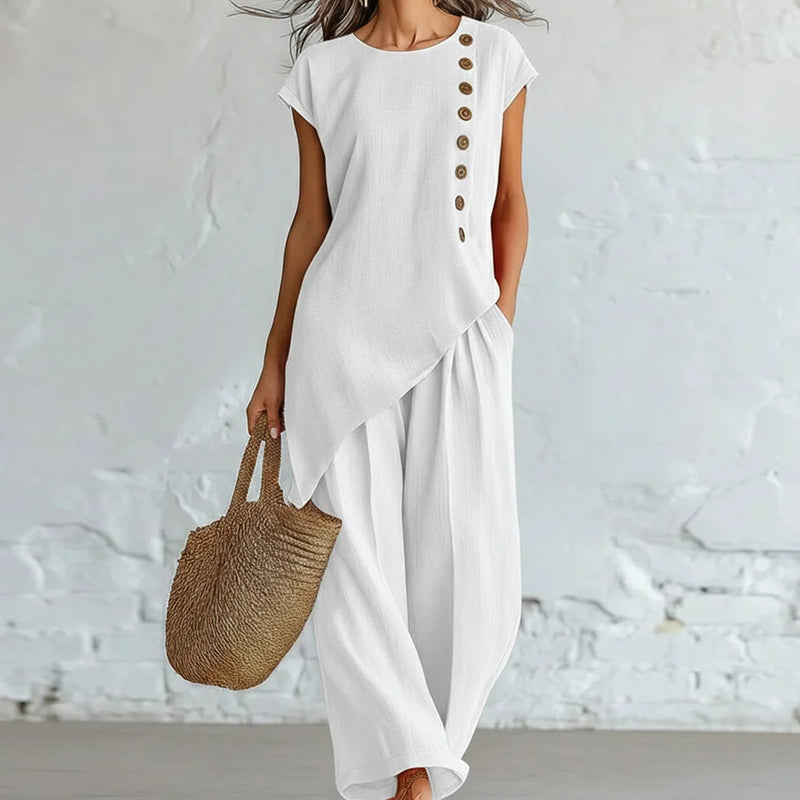 💗LAST DAY SALE 60% OFF⚡50K+ SOLD💕Women's Asymmetric Hem Top & Pants 2-Piece Set