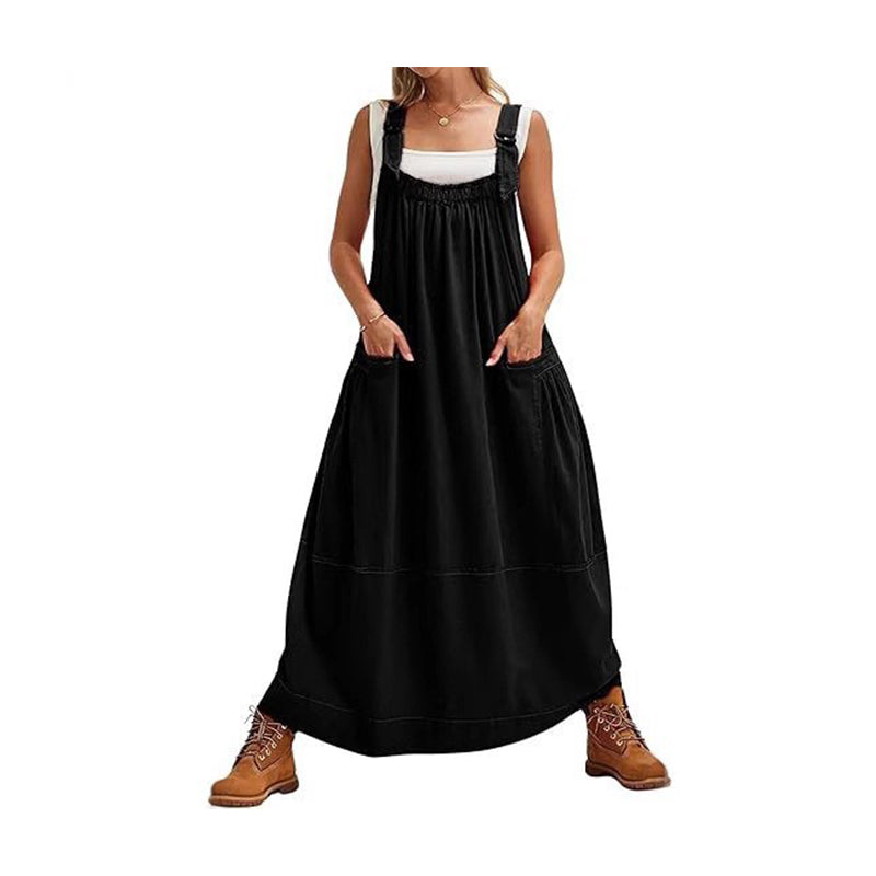 ⌛Limited-Time Offer-Women's Casual Overall Maxi Dress with Pockets