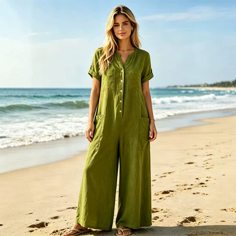 ๐ฟ50% Off on the Last Day-Women's Casual Short Sleeve Wide-Leg Jumpsuit