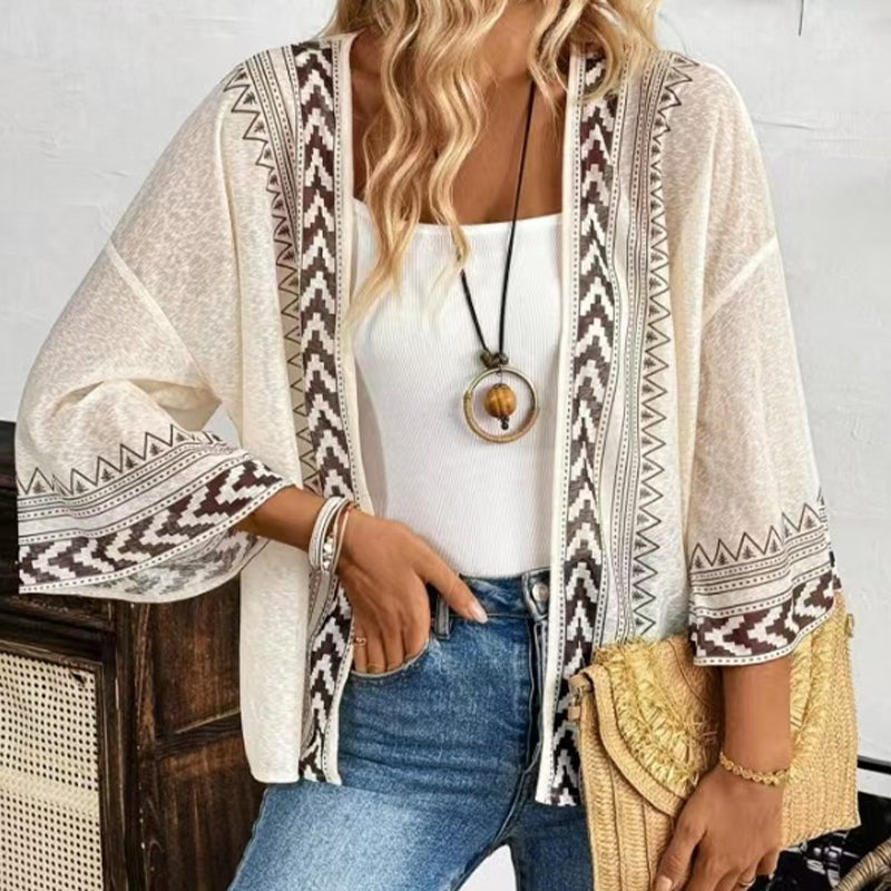 Women's Retro Geometric Print Sun Protection Cardigan