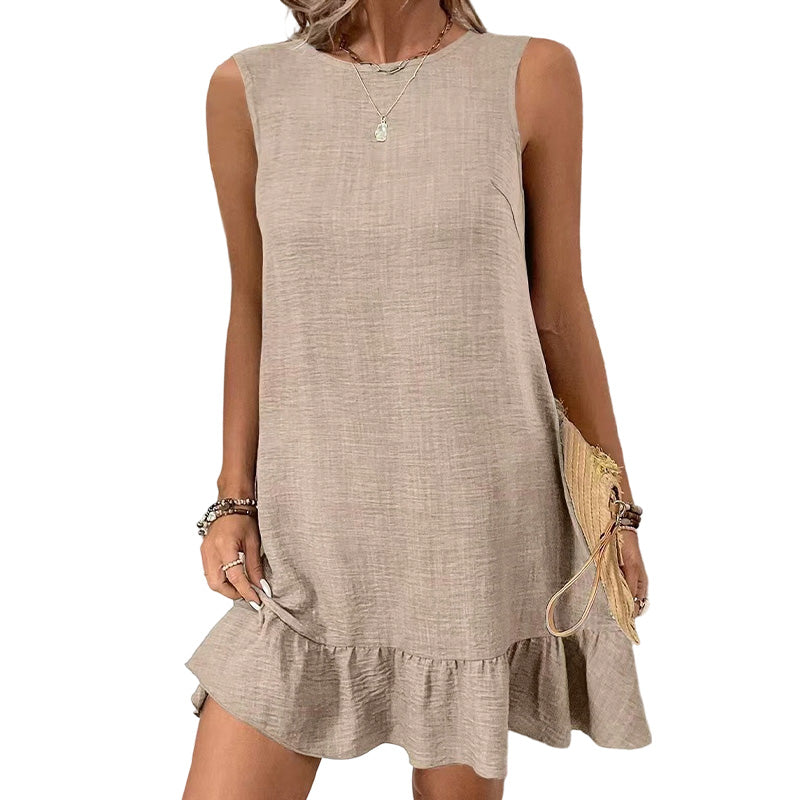 Women's Casual Sleeveless Ruffle Hem Mini Dress