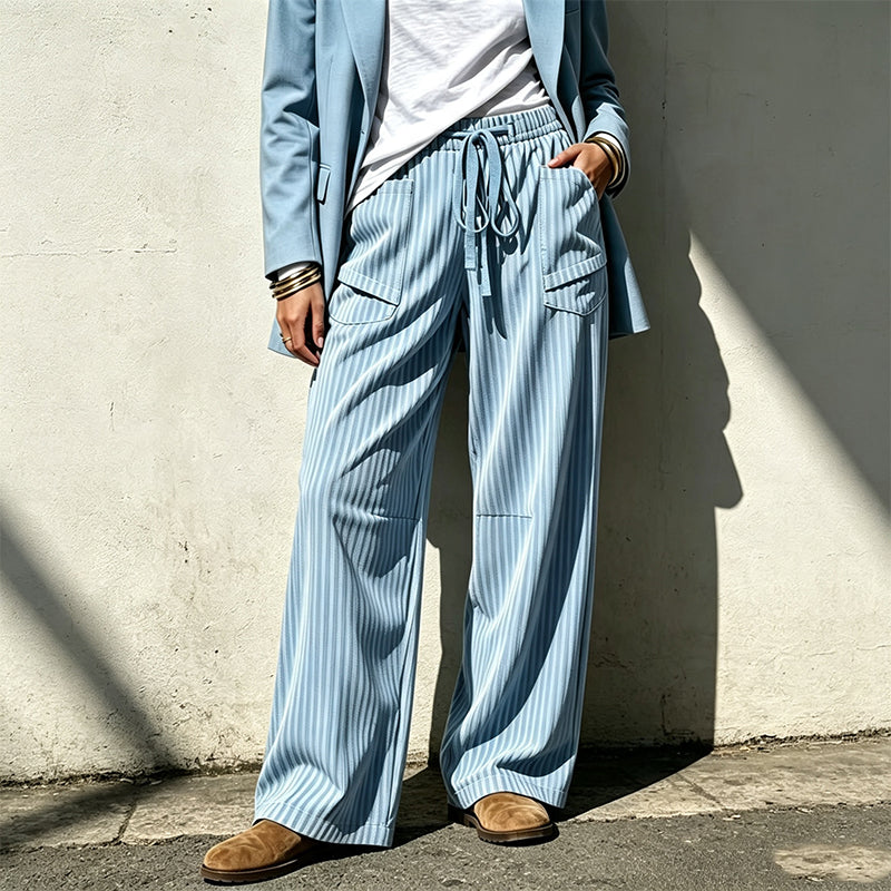 ⌛Limited-Time Offer-Women's Ribbed Drawstring Straight-Leg Trousers