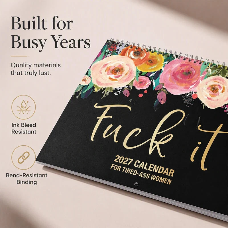 2027 Funny Swear Word Wall Calendar 🌸 Floral theme