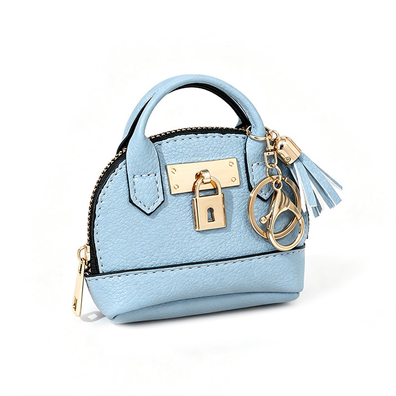 ๐๐ LIMITED TIME 50% OFF! ๐Mini Shell Bag Keychain โ PU Leather Lipstick Coin Purse with Golden Padlock & Tassel