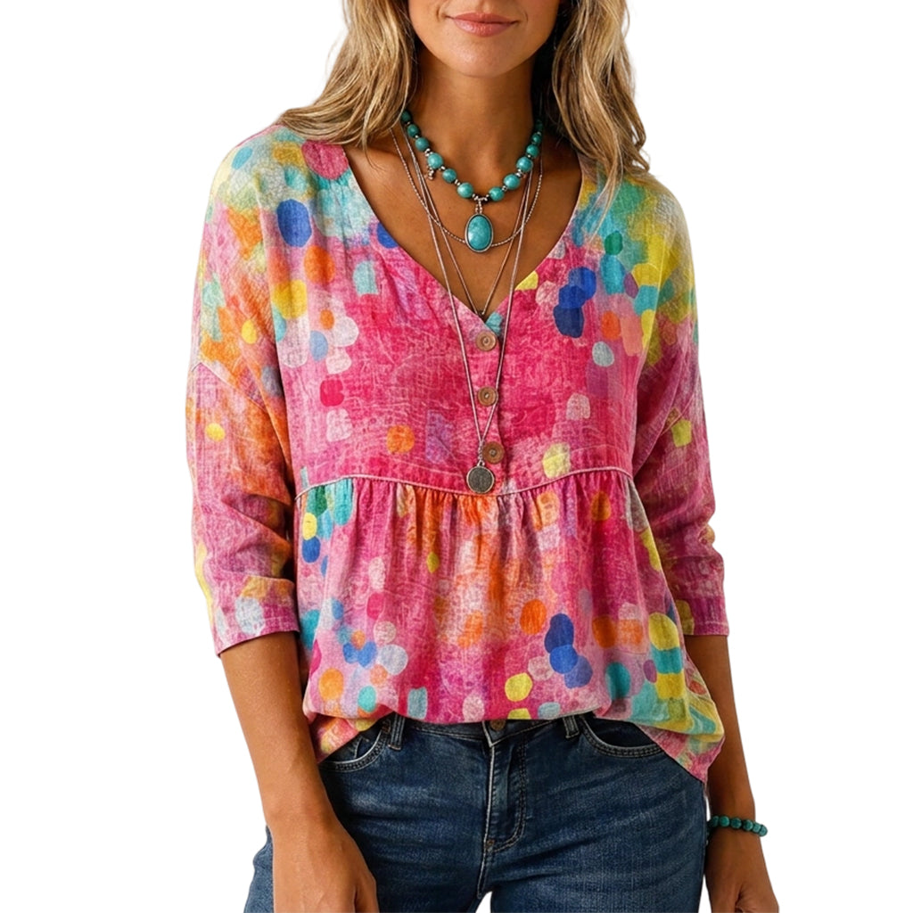 🍁New Fall Collection-Women's Loose Fit V-Neck Casual Blouse