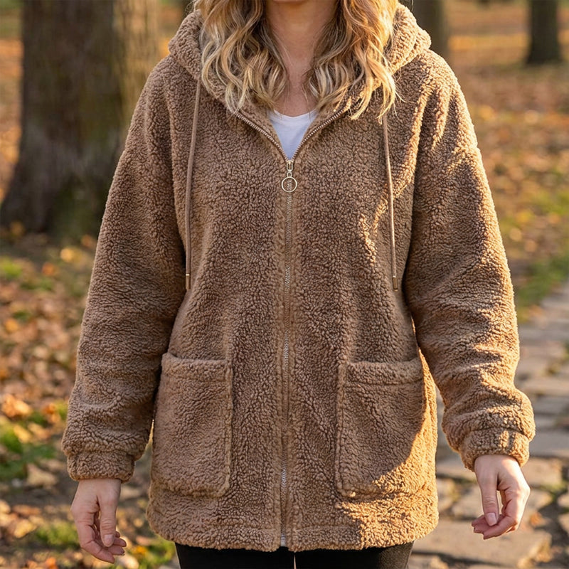 ☁️ Cozy Texture | Women’s Relaxed Sherpa Hooded Sweatshirt
