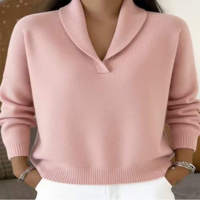 ☁️ All-Day Comfort | Women's Cozy Shawl-Collar Pullover Sweater