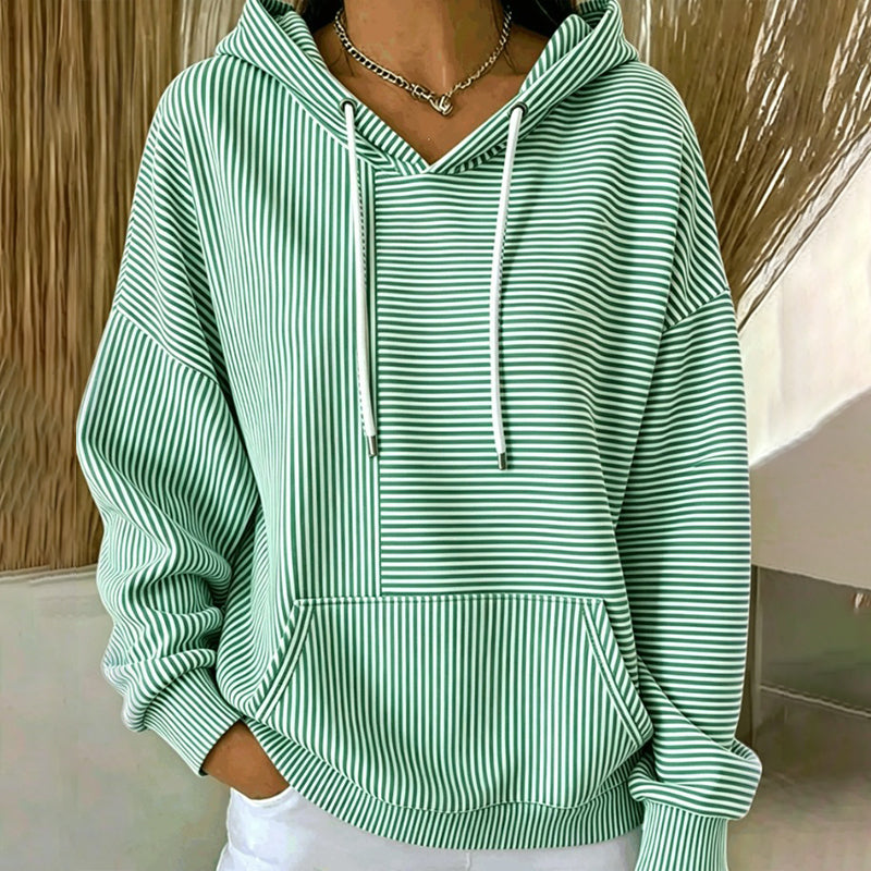 Women's Striped Patchwork Hoodie Sweatshirt