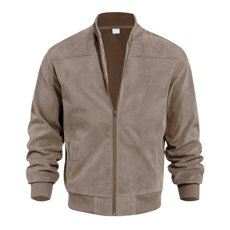 🧥 Rugged Western Style | Men's Suede-Look Relaxed-Fit Zip-Up Bomber Jacket