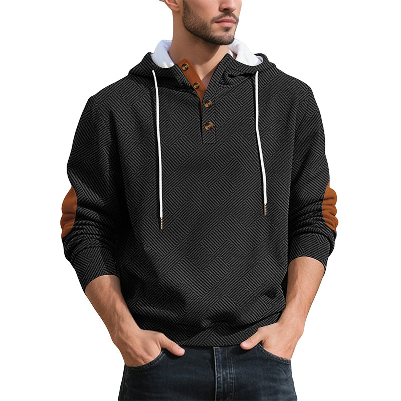 Men's Casual Jacquard Hooded Sweatshirt