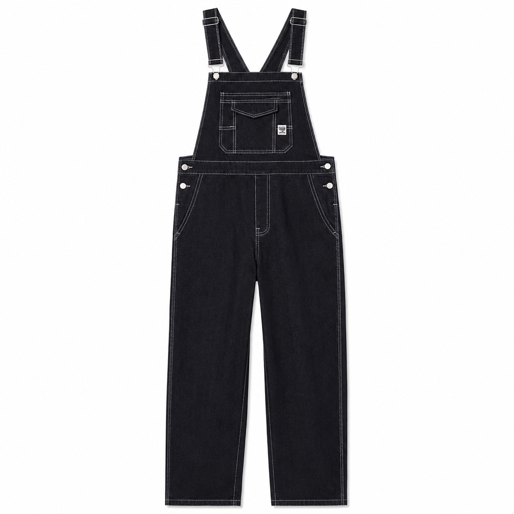 Men's Heavyweight Cotton Denim Overalls Relaxed Fit Straight Leg Dungarees with Multi Pocket Utility