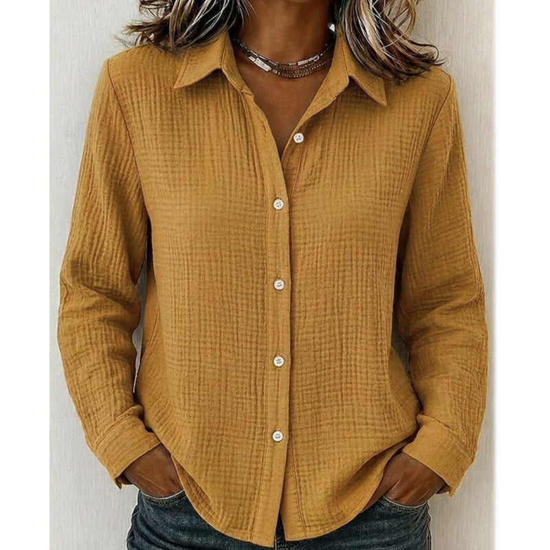 ✨ Crinkle Texture, Polished Everyday Style | Women's Button-Down Shirt