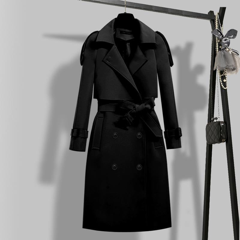✨ Tailored Elegance | Women’s Slim-Fit Double-Breasted Trench Coat