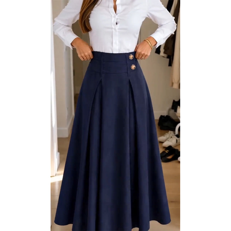 ๐ Flattering Fit, All-Day Comfort | Women's High-Waisted Pleated A-Line Maxi Skirt