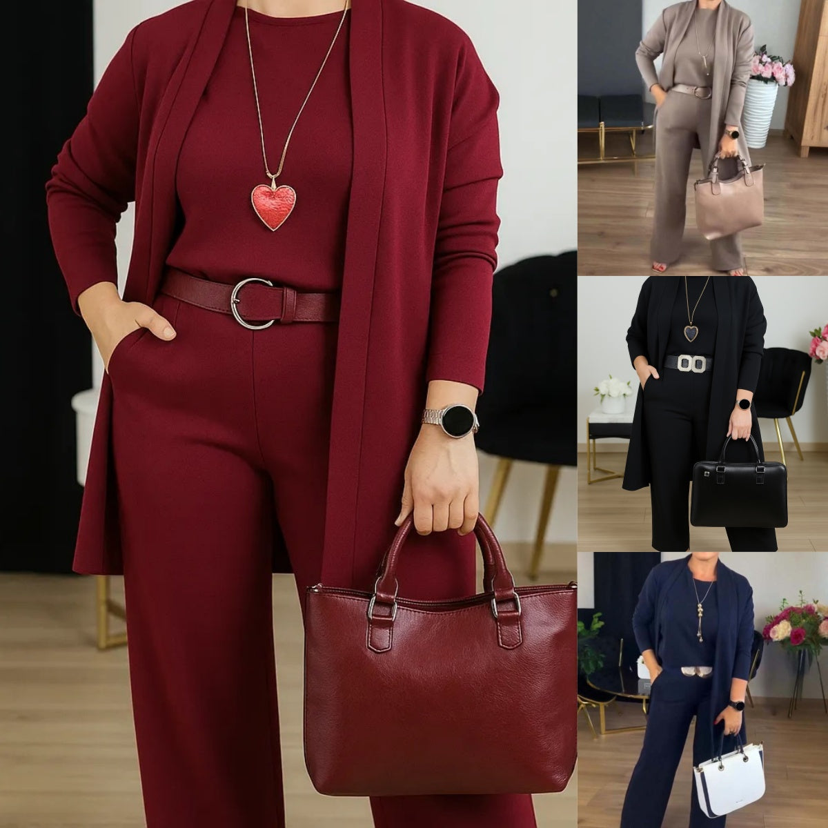 š„Last day offer: 50% off-Elegant Longline Cardigan & Top & Pants 3-Pieces Set