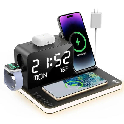 💥Hot Sale Deals-4-in-1 Fast-Charging Wireless Charging Station With Clock