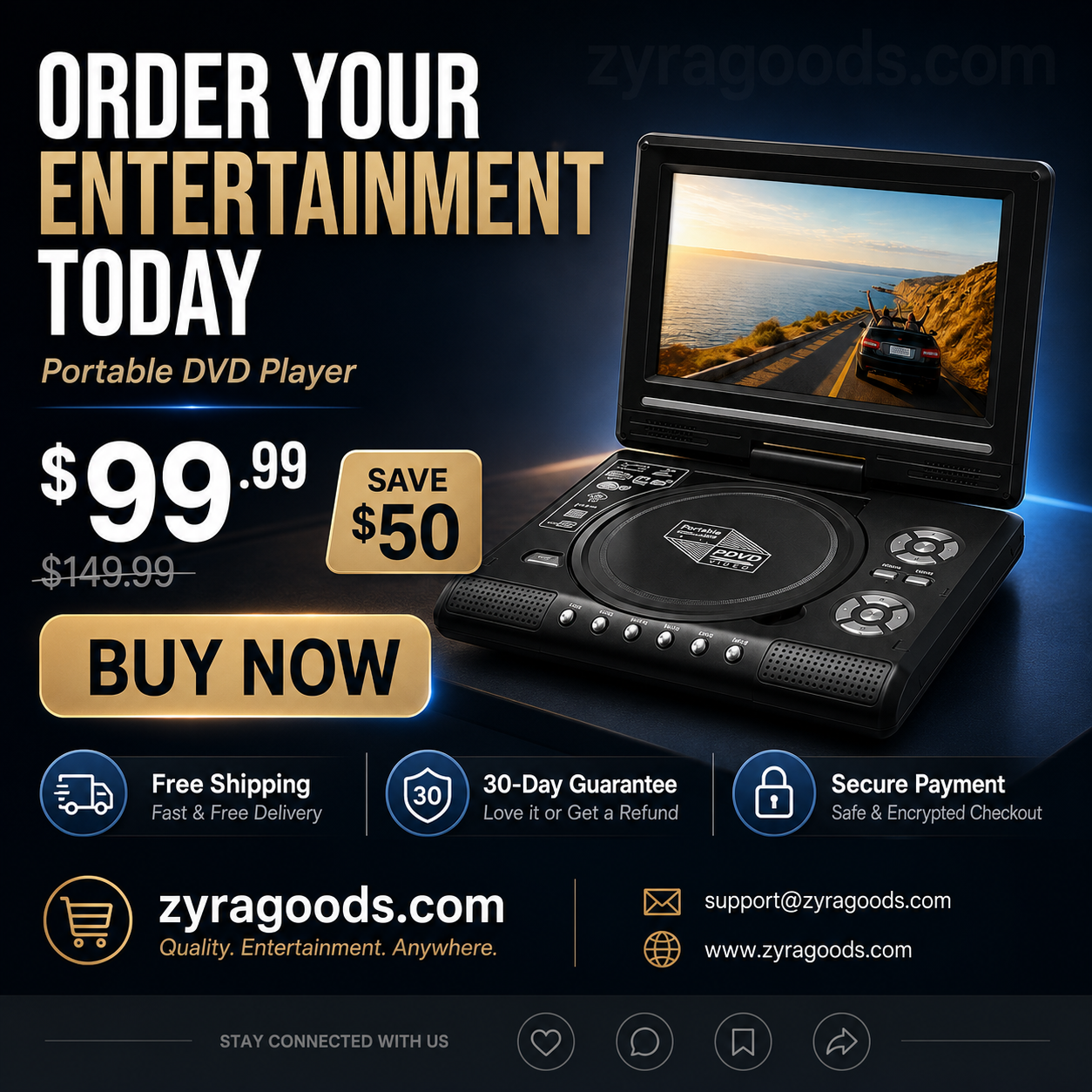 📺 7.8" HD Portable DVD/EVD Player – Large Screen, Rechargeable & Compatible with DVD/CD/USB/SD – Perfect for Home & Travel