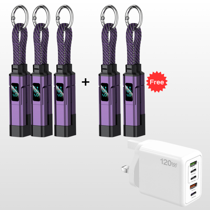 🔥HOT SALE50% OFF🔥4-in-1 Digital Display Keychain Charging Cable