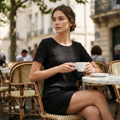 ⌛Limited-Time Offer-Women's Round Neck Textured Knee-Length Dress