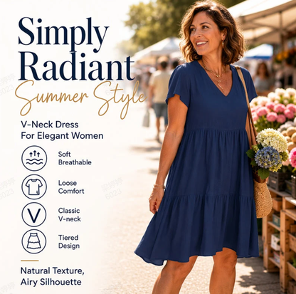 🎉Limited Sale 50% OFF⏳💝Women‘s V-neck Casual Dress With Short Sleeves