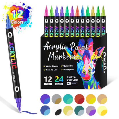 🌈Hot Sale Deals🖌️Dual Tip Acrylic Paint Pen Marker✨🎨