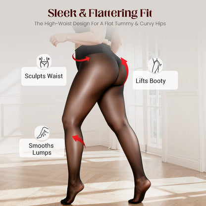 💖 Everyday Comfort | Women's High-Waisted Sheer Shiny Tights – Buy 1 Get 1 Free