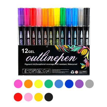🔥Black Friday Sale 49%OFF🎁 Double Outline Glitter Coloring Pen Set