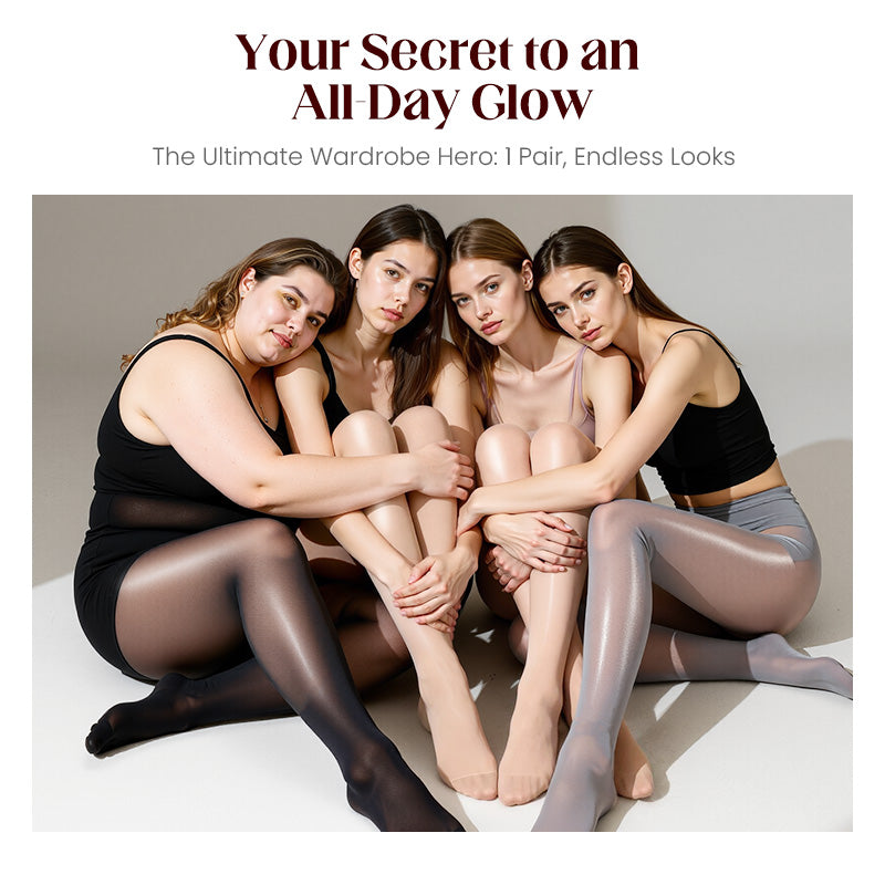 💖 Everyday Comfort | Women's High-Waisted Sheer Shiny Tights – Buy 1 Get 1 Free