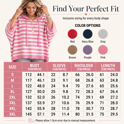 ⌛Limited-Time Offer-Women's Casual Striped Hooded Pullover Top
