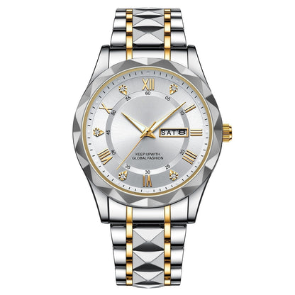 ⌛Limited-Time Offer-Waterproof Luminous Stainless Steel Two-tone Quartz Men's Watch