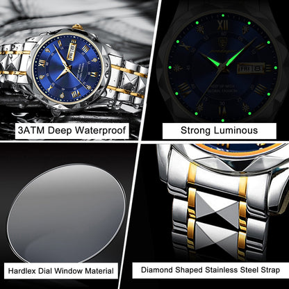 ⌛Limited-Time Offer-Waterproof Luminous Stainless Steel Two-tone Quartz Men's Watch
