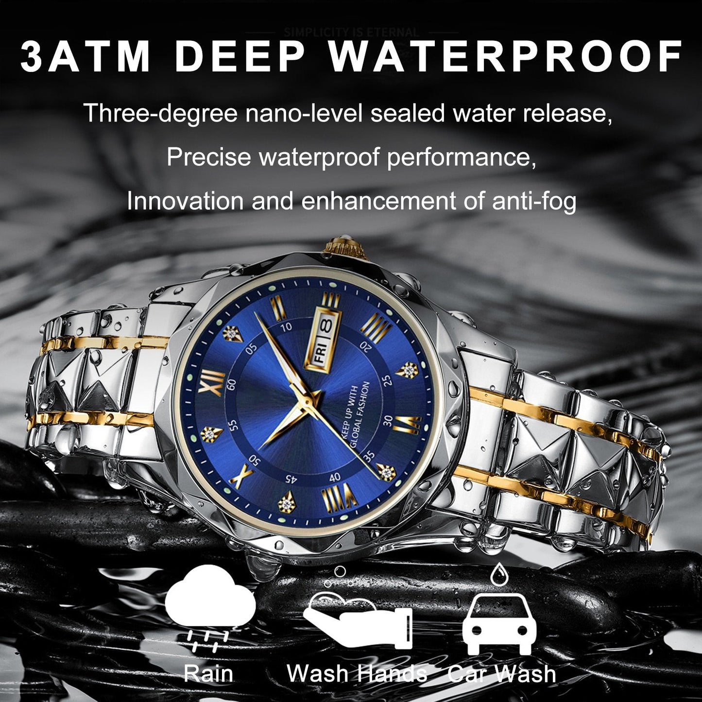 ⌛Limited-Time Offer-Waterproof Luminous Stainless Steel Two-tone Quartz Men's Watch