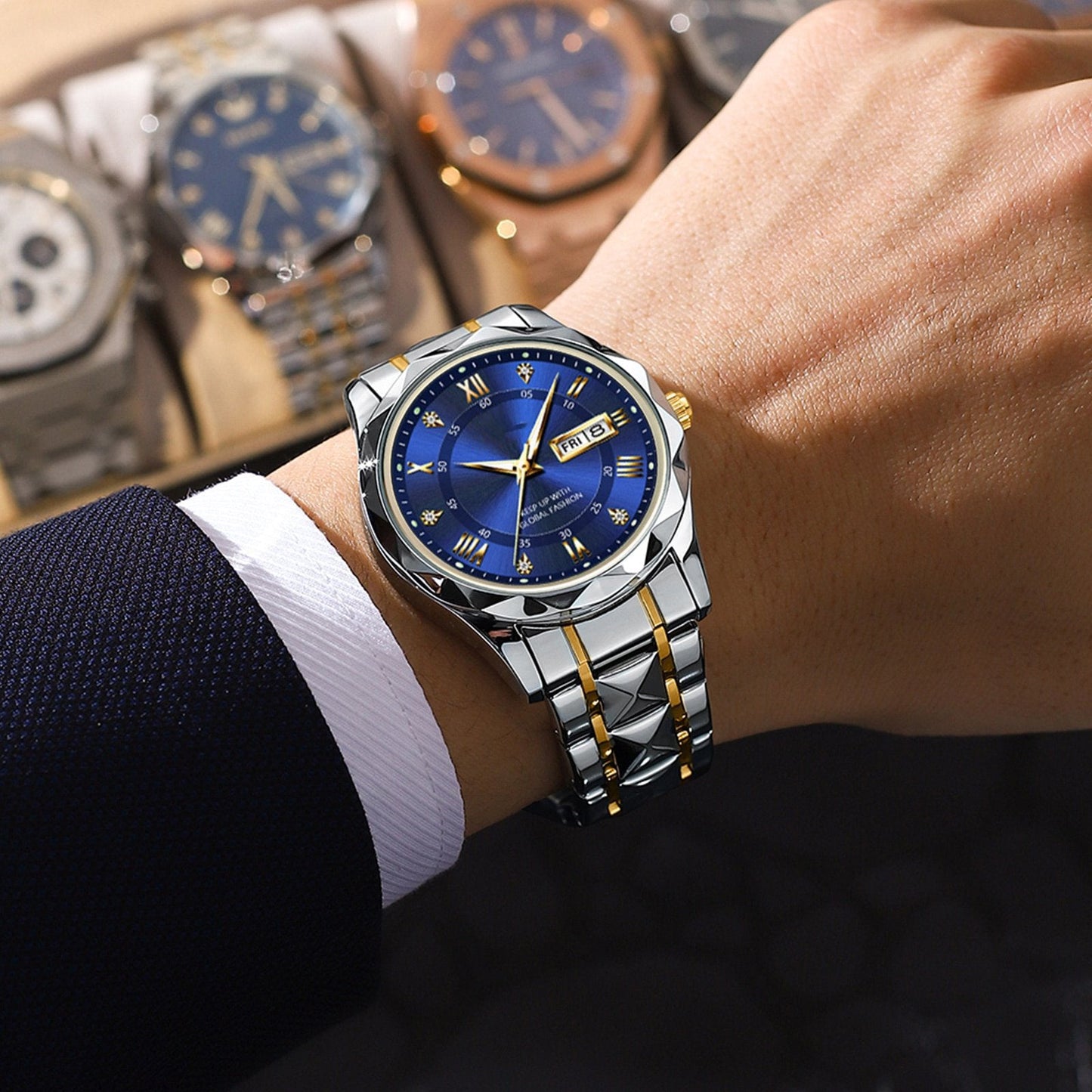 ⌛Limited-Time Offer-Waterproof Luminous Stainless Steel Two-tone Quartz Men's Watch