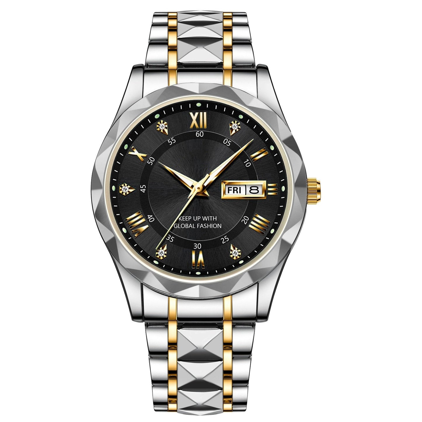 ⌛Limited-Time Offer-Waterproof Luminous Stainless Steel Two-tone Quartz Men's Watch