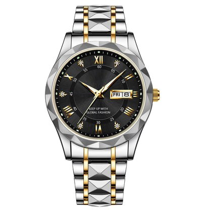 ⌛Limited-Time Offer-Waterproof Luminous Stainless Steel Two-tone Quartz Men's Watch