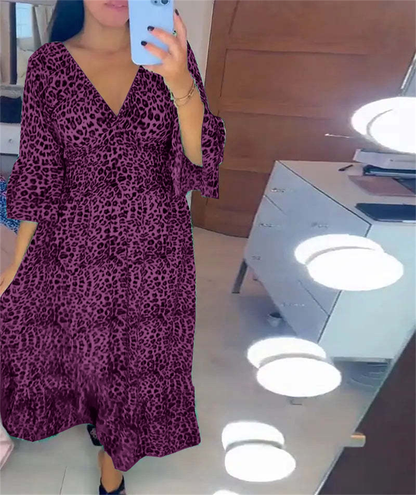 🔥What should I wear tomorrow🔥Women's Cotton Wrap Dress with leopard pattern
