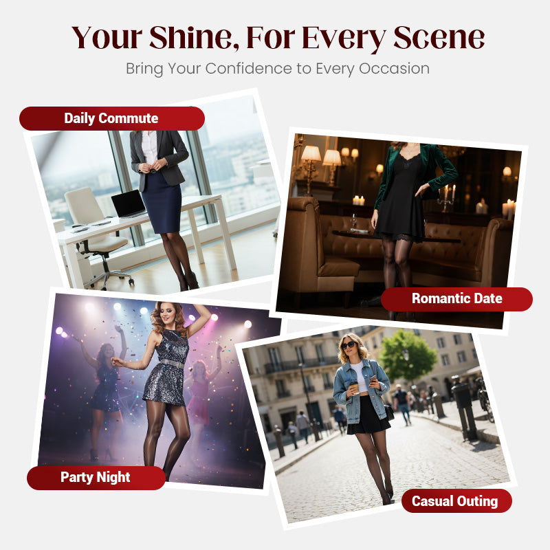 💖 Everyday Comfort | Women's High-Waisted Sheer Shiny Tights – Buy 1 Get 1 Free