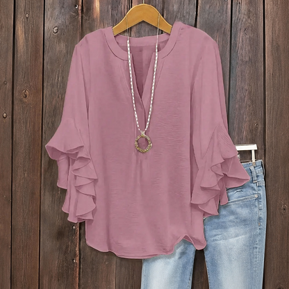 💥Summer Promotion 50% OFF☀️Women's Ruffle Sleeve V-Neck Shirt