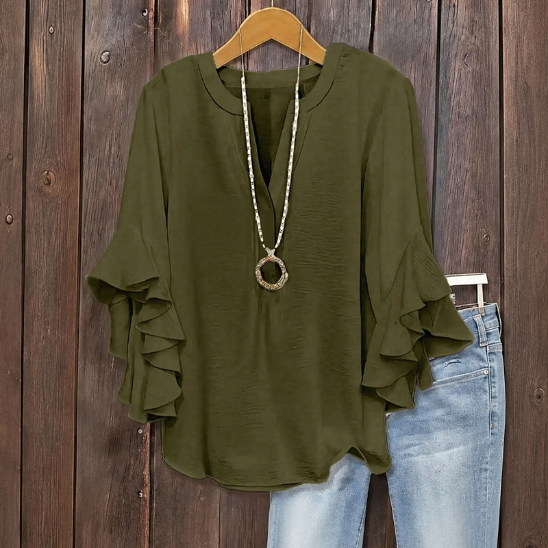 💥Summer Promotion 50% OFF☀️Women's Ruffle Sleeve V-Neck Shirt